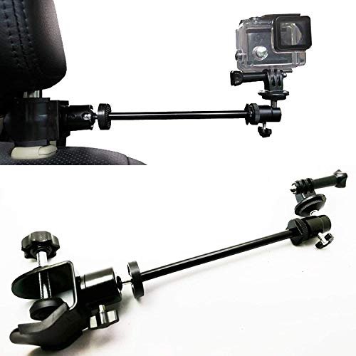 Pmsanzay 3in1 Adjustable Heavy Duty Universal Action Camera Desk Pole Clamp Holder Mounts Kit for Waterproof Camera/Digital Camera/Smartphone - Perfect car Shooting vlogging Video Recording