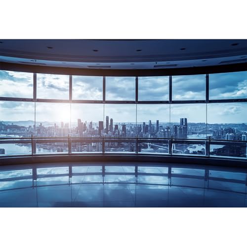 10x8ft Business Office Window Backdrop Modern City View Office Video Conference Photography Background Home Office Indoor Decor Banner Adult Man Woman Artistic Portrait Photo Studio Prop - size: 10x8ft