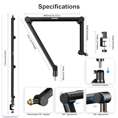 Microphone Arm,Aokeo AK-49 Adjustable Compact Mic Suspension Boom Scissor Arm Stand For Blue Yeti,Snowball iCE,HyperX QuadCast,Etc - color: AK-49