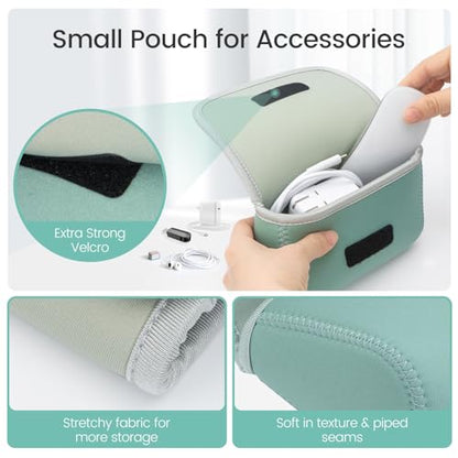 LENTION Mint Green Neoprene Tech Pouch, Portable Travel Organizer for MacBook Power Adapter, Power Bank, Charger, Cable & Small Electronics - color: Mint Green