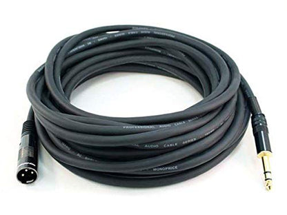 Monoprice XLR Male to 1/4-Inch TRS Male Cable - 25 Feet - Black, 16AWG, Gold Plated - Premier Series - size: 25ft