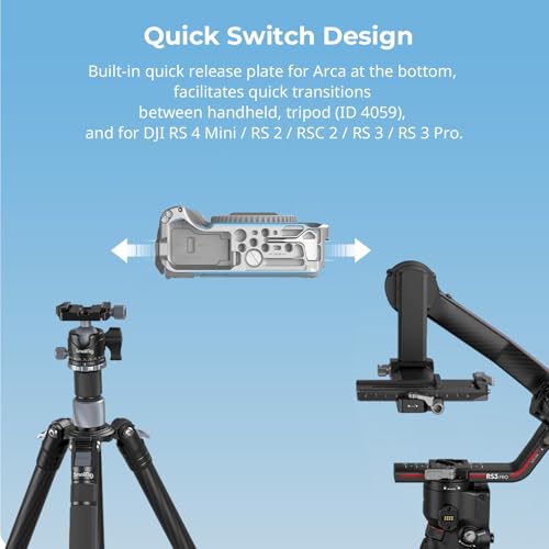 SmallRig R50 V Camera Cage for Canon R50V, Built-in Ergonomic Silicone Grip, QR Plate for Arca, 1/4"-20 Threaded Hole, 3/8"-16 Holes for ARRI, Cold Shoe, QD Sockets, Vertical Shooting(Silver)-5428 - color: Silver