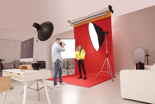 Denny Manufacturing - Seamless Paper Backdrop for Photography, Red Seamless Paper Roll (86 in x 36 ft) Includes Free Roll Black Gaffer Tape (2 in x 13 ft) - color: Red, size: 86 in x 36 ft