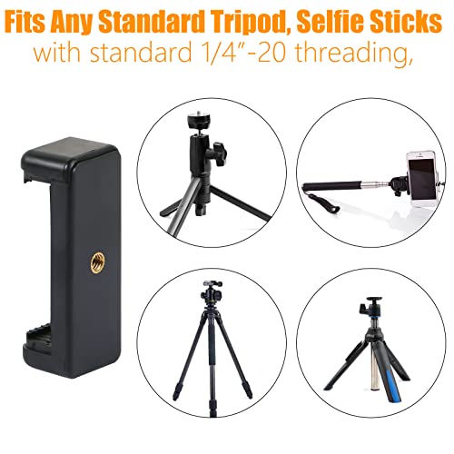 Universal Cell Phone Tripod Mount Adapter for Selfie Stick, 1 Pack | Phone Holder Clip Connector Head Used Mini Flexible Tripod and More for Monopod Travel Use