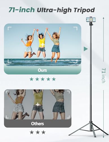 71''/180cm Extendable Phone Tripod Aluminum, Portable Stand for Video Recording, Travel Tripod for iPhone/Cell Phone/Camera Video Light, Compatible with Smartphones, DSLR - style: 71''