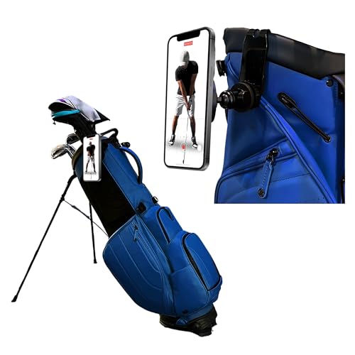 Golf Phone Holder – Fully Adjustable Golf Swing Camera Mount | Converts Any Bag into a Golf Phone Tripod | MagSafe-Compatible for Easy, Clamp-Free Setup | Golf Bag Magnetic Plate Included
