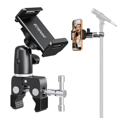 elitehood 360 Swivel Tilt Phone Holder and Mount, Adjustable for Music Boom Mic and All iPhone, Android Cell Phone - style: Front Mount