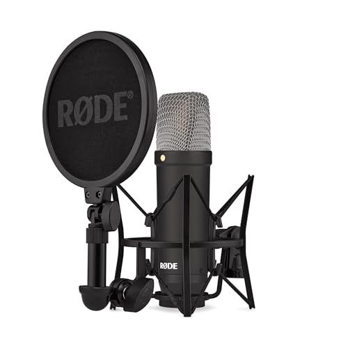 RØDE NT1 Signature Series Large-Diaphragm Condenser Microphone with Shock Mount, Pop Filter and XLR Cable for Music Production, Vocal Recording, Streaming and Podcasting (Black) - color: Black