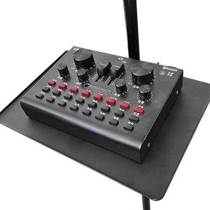 Clamp Microphone Stand Tray Holder for Live Streaming with Sound Card Storage Raised Edge Bracket for Picks Capos Phones and Accessories