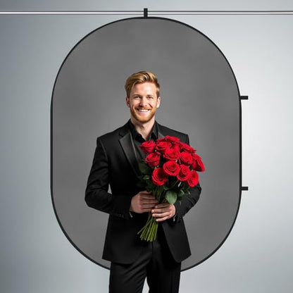 Kate 5x6.5ft(1.5x2m) Collapsible Backdrop Grey Blue Texture Pop up Reversible Photography Backgrounds for Zoom Video Meetings