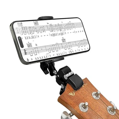 Guitar Phone Holder Mount, Universal Phone Holder for Guitar Bass Ukulele, 360° Ballhead Magic Arm Super Clamp Guitar Camera Clamp Mount Clip for iPhone Samsung All Smartphones