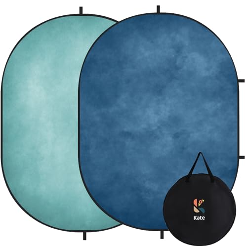 Kate Collapsible Backdrop Pop Up Photo Backdrops Blue Folded Background for Headshot, for Portrait Photography, for Video, 5x6.5ft