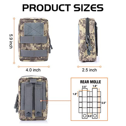 3 Pack Molle Pouch Combo Water Bottle Pouch Holder Tactical Molle Pouches Compact Utility Waist Bag Pack - color: Combo D:ACU