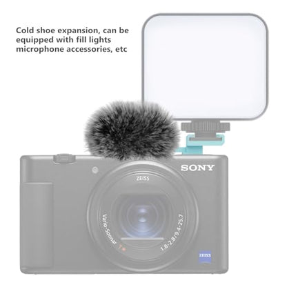 (2 Pack) Cold Shoe Adapter for Sony ZV-1,ZV-1 II,ZV-1F,ZV-E10,ZV-E1M2/ZV-E1 | Can be equipped with a mic and a fill light,for vlogging;fur reduces wind noise,Weighs as little as 6g,Non-slip,plug and play