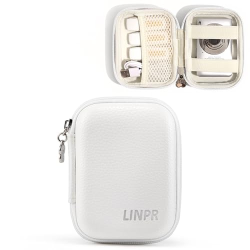 Digital Camera Case for CAMKORY, KODAK PIXPRO FZ45/FZ55, Canon IXUS 285 HS, Lecran, Small Travel Compact Camera Holder with Mesh Pocket for Accessories SD Card (White) - color: White