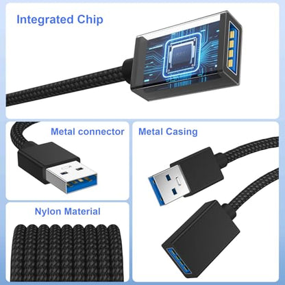 Vanjua USB Extension Cable-3.3FT, USB 3.0 Extension Cable, Male to Female Cord High Data Transfer Compatible with Webcam,USBKeyboard,Flash Drive,Hard Drive,Printer,Camera and More