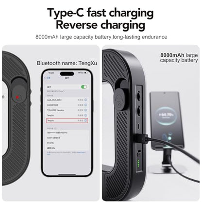 Smartphone Ring Selfie Light Kit Handheld LED Mobile Video Stabilizer Fill Lighting Rig Lights Built-in 8000mAh Battery Rechargeable for Phone Camera, YouTube, TIK tok Video Recording, Make up