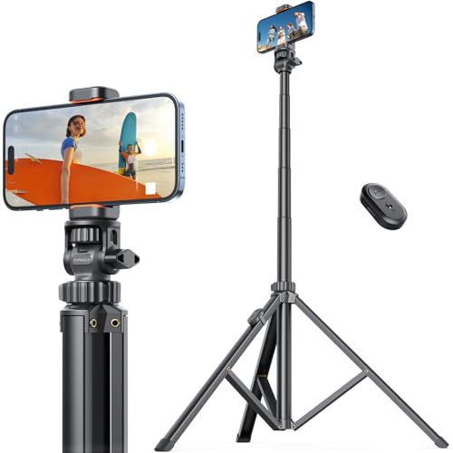 71''/180cm Extendable Phone Tripod Aluminum, Portable Stand for Video Recording, Travel Tripod for iPhone/Cell Phone/Camera Video Light, Compatible with Smartphones, DSLR - style: 71''