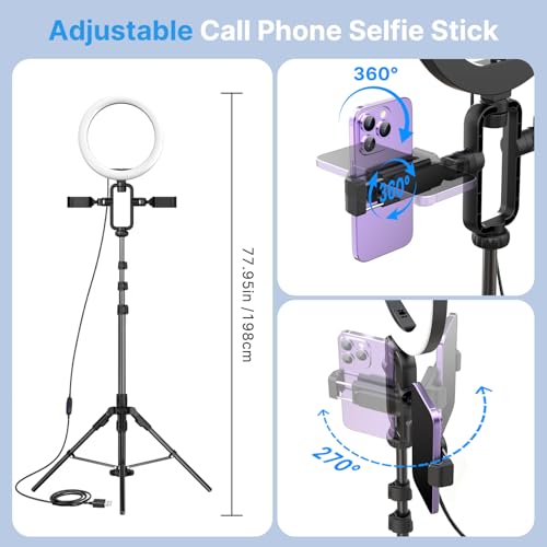 yAyusi Vlogging Kit for iPhone/Android, 78" Extendable Tripod Stand with Magnetic Microphone/Ring Light/Phone Clip/Remote Control, YouTube Starter Kit for Video Recording, Live Streaming