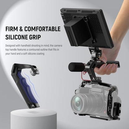 NEEWER CA007+MA006 Top Handle & Monitor Mount Set, Black, Compatible with 5" & 7" Field Monitor, Camera Cage & Gimbal, 3/8" ARRI Locating + Cold Shoe, 22lb Load Capacity - style: CA007+MA006