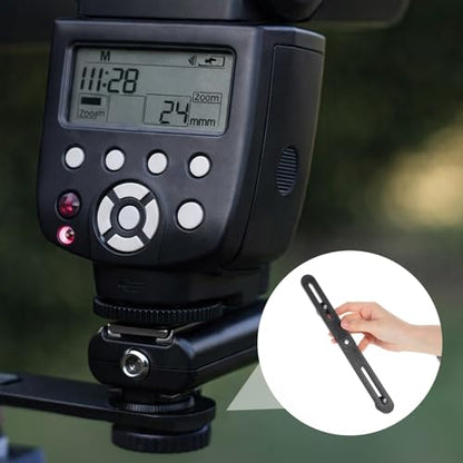 2 Pcs Dual Selfie Light Holder Tripod Mount Stand 10 '' Flash Bracket Dual Camera Mount Extension Bar 1/4 Screw Tripod Mounts Straight Flash Brackets for DSLR Camera LED Light Video Microphone