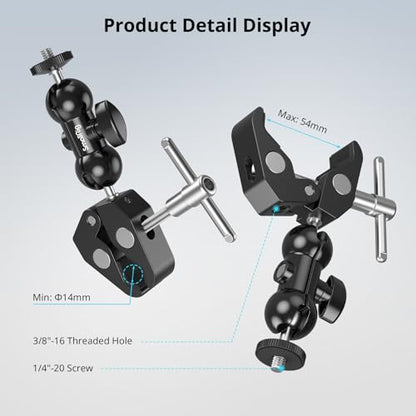 SMALLRIG Super Clamp Mount 2-Pack, Double Ball Head Magic Arm for Camera | Clamp for Fences, Desks, Tripods, for Monitors, Lights, Action Cameras - style: Clamp 2 Pack