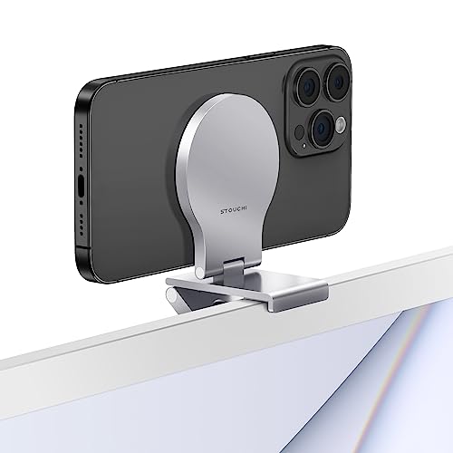 Stouchi Continuity Camera Mount for iMac, Desktop Monitor Compatible iPhone Webcam Mount with Mag-Safe - color: Silver