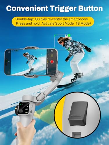 AOCHUAN Smartphone Gimbal Stabilizer for iPhone & Android, 3-Axis Phone Gimbal with Bluetooth Remote Control, Built-in 7.8” Extendable Rod, Face Tracking, Video Stabilizer – Smart V8 Kit White - color: White, size: V8 with RC