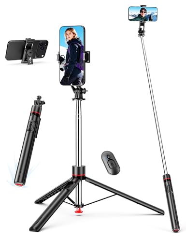 70" Extendable Selfie Stick Tripod, Automatic Phone Tripod with Magnetic Remote & 1/4" Screw, Lightweight Travel Tripod Stand for iPhone/Android & Camera, Vlog Video Recording - color: Black, size: 70in- Auto-Open and Close Tripod