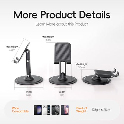 Adjustable Phone Stand for Desk, 360° Rotating Foldable Mobile Phone Holder, Sturdy Office Desk Accessories for All iPhone & Samsung Galaxy Models - color: Desktop Phone Holder