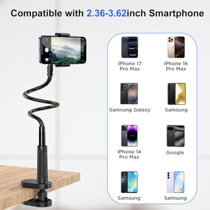 Webcam Stand Mount for Desk, Flexible Gooseneck Webcam arm Holder with Clamp, Web Camera Computer Stand Compatible with Action Camera Gopro C922 C930e C920S C920 C615 C960 C920x BRIO