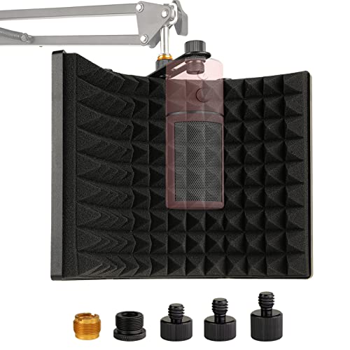 Microphone Isolation Shield, Foldable Mic Sound Absorbing Foam for Condenser Microphone Mic Arm Stand Recording Equipment Studio, High Density Absorbent Foam to Filter Vocal by Frgyee - size: Acoustic Foam