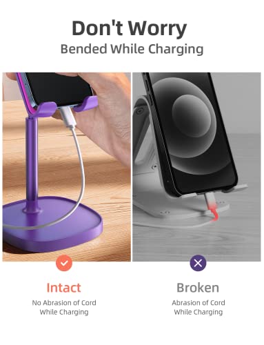 LISEN Cell Phone Stand Adjustable Phone Holer for Desk, Computer Office Desk Accessories for iPhone 16 Holder Women Kitchen Essentials Fits Switch Kindle iPads Tablet 4-10in (Dark Purple) - color: Dark Purple