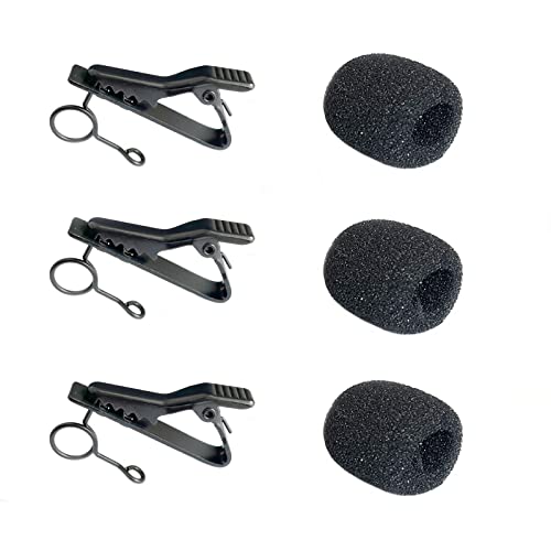 Luwigs 3pcs Lavalier Microphone Metal Tie Clips with 3pcs Lapel Mic Windscreen Foam Covers, Lapel Microphone Replacement Kit, Metal Lapel Mic Clips Sponge Cover Kit (6 Pack, 7.5mm) - color: 7.5mm