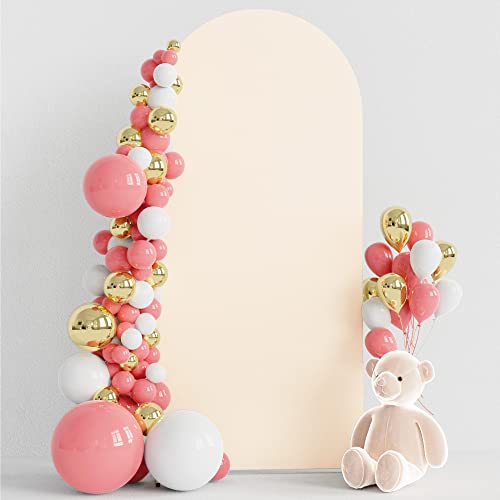 Wokceer 6FT Wedding Arch Backdrop Cover Spandex Fitted Beige Arch Covers Round Top Chiara Arches Cover for Wedding Birthday Party Ceremony Banquet Decoration - color: Beige, size: 6 FT