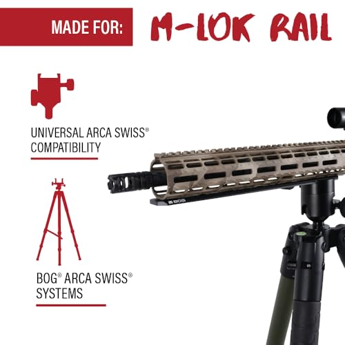 BOG Arca Swiss Mounting Accessory for M-Lok, Optics, and Binocular Attaching, Aluminum Construction, Compatible with BOG Tripods, for Hunting, Shooting, Outdoors, and Photography - style: M-Lok Rail
