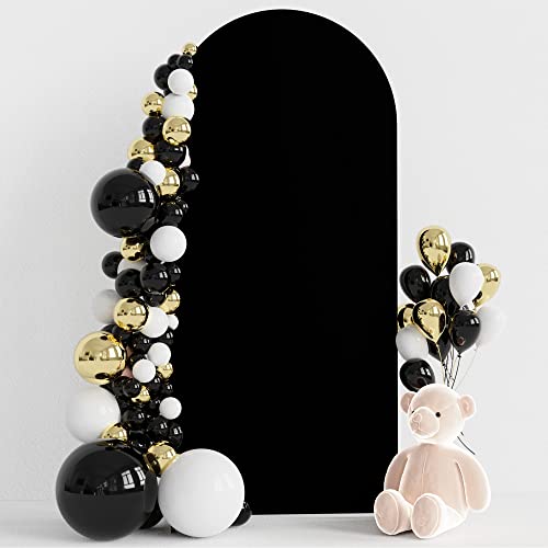 Wokceer 6FT Wedding Arch Cover Spandex Fitted Wedding Arch Stand Covers Round Top Chiara Arch Backdrop Cover for Birthday Party Ceremony Banquet Decoration Black - color: Black, size: 6 FT