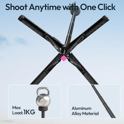 ULANZI Magnetic Phone Tripod, MT85 Auto Open Tripod for Magsafe with Enhanced 4-Leg, 60'' Selfie Stick Extendable Phone Stand, Content Creator Essentials for iPhone 17/16/15/14/13/12 Black - color: Black