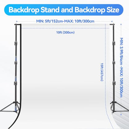 EMART 10x10ft Photography Backdrop Kit with 50W 5500K Daylight Umbrella Continuous Lighting Set, Black & White Backgrounds for Photo Studio Product, Photoshoot, Portrait Shoot - size: 10*10ft Stand/10*15ft Backdrop