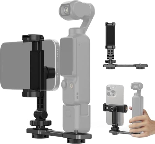 NEEWER Phone Holder Mount Compatible with DJI Osmo Pocket 4 & Pocket 3, Accessories Expansion Cell Phone Mount with 1/4" Threads for Tripod/Extension Rod, Cold Shoe for Mini Video Light, Mic, AC021 - style: AC021