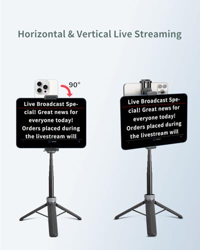 Metal Dual Device Tablet & Phone Holder Tripod Mount Adapter Set for Live Streaming and Teleprompter - Compatible with Tripods, Monopods, Selfie Sticks, Heads, Gimbals and Stabilizers - size: holder only