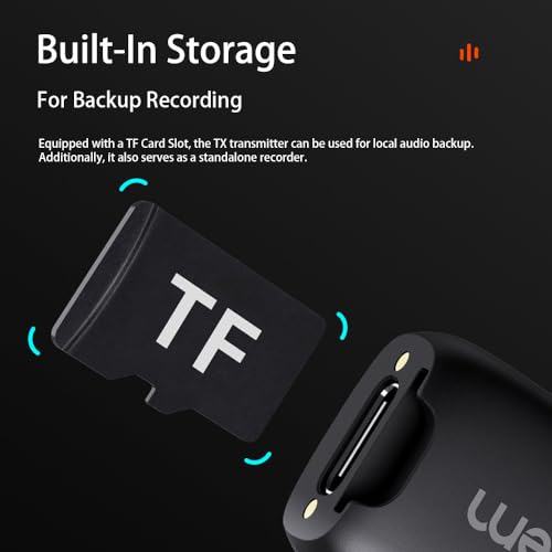 hohem MIC-01 Wireless Lavalier Microphone, 3-Level Noise Cancelling Built-in TF Card Slot Remote Shutter Control Clip On/Magnet Mic for Smartphone Camera Laptop Tablet