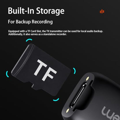 hohem MIC-01 Wireless Lavalier Microphone, 3-Level Noise Cancelling Built-in TF Card Slot Remote Shutter Control Clip On/Magnet Mic for Smartphone Camera Laptop Tablet