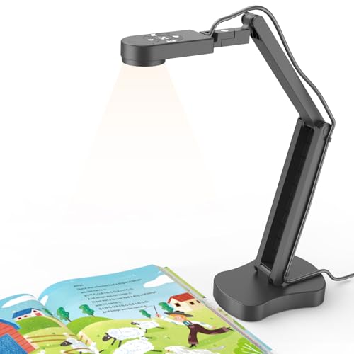 4K USB Document Camera & Webcam for Teachers: 8MP USB with 3-Level LED Light & Mic & Image Invert,Fold, A3 Format for Teaching in Classroom/Distance Learning Educators(Mac/Windows/Chromebook