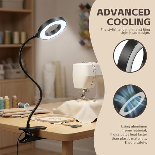 Clip on Light, LED Book Light for Reading in Bed, 48 LED Desk Lamp with Clamp, 3 Color Modes & 10 Brightness, 15" Flexible Gooseneck Reading Light for Bed Headboard, Dorm, Crafting, Home Office
