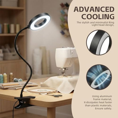 Clip on Light, LED Book Light for Reading in Bed, 48 LED Desk Lamp with Clamp, 3 Color Modes & 10 Brightness, 15" Flexible Gooseneck Reading Light for Bed Headboard, Dorm, Crafting, Home Office