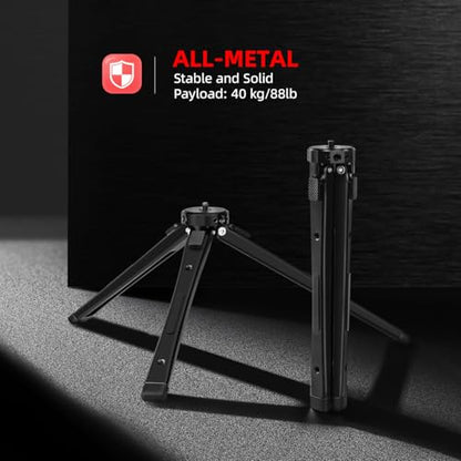 Zeadio Heavy Duty Metal Tripod Stand - Adjustable Universal Small Table Tripod for Camera, Gimbal, Action Cam, Camcorder, Microphone, LED Light, etc(40kg/88lb Load) - style: Basic Version