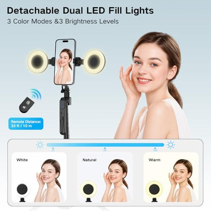 Content Creator Starter Kit,Vlogging Kit for iPhone/Android,70”Auto Face Tracking Tripod 360 Rotation with Light, Wireless Microphones,Selfie Stick Tripod for TikTok & YouTube Starter Kit - color: Black-SM
