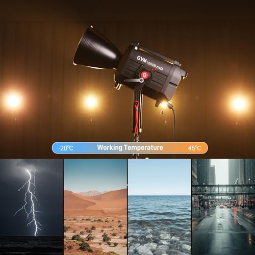 GVM 1200W LED Video Light, 1200B AIO Film Lighting Kit, 42800lux/3m Photography Lighting kit with DMX Control, Continuous Output Video Lighting for TV Productions, Live Broadcasts - color: 1
