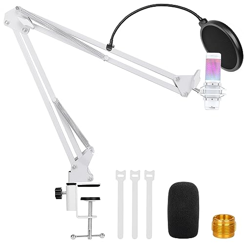 White Boom Arm for Hyperx Quadcast S, Adjustable Hyperx Quadcast White Mic Stand Microphone Arm Compatible with Hyperx Quadcast with Pop Filter,Mic Cover, By ChromLives - color: White Boom Arm for Hyperx Quadcast S